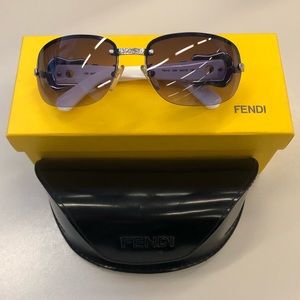 Authentic Fendi B Buckle White Sunglasses